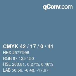 Color code: CMYK 42 / 17 / 0 / 41 | qconv.com