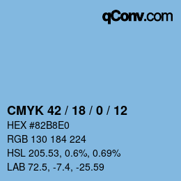 カラーコード: CMYK 42 / 18 / 0 / 12 | qconv.com
