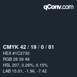 Color code: CMYK 42 / 19 / 0 / 81 | qconv.com