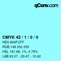 颜色代码: CMYK 42 / 1 / 0 / 0 | qconv.com