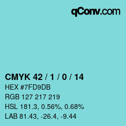カラーコード: CMYK 42 / 1 / 0 / 14 | qconv.com