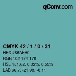 カラーコード: CMYK 42 / 1 / 0 / 31 | qconv.com