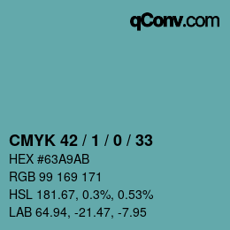 カラーコード: CMYK 42 / 1 / 0 / 33 | qconv.com