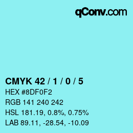 Color code: CMYK 42 / 1 / 0 / 5 | qconv.com