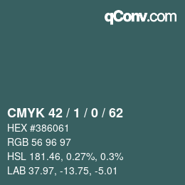 Color code: CMYK 42 / 1 / 0 / 62 | qconv.com