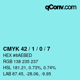 颜色代码: CMYK 42 / 1 / 0 / 7 | qconv.com