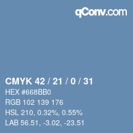 Color code: CMYK 42 / 21 / 0 / 31 | qconv.com