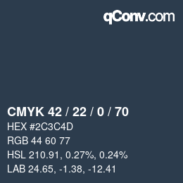 颜色代码: CMYK 42 / 22 / 0 / 70 | qconv.com