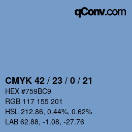 Color code: CMYK 42 / 23 / 0 / 21 | qconv.com