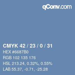 Color code: CMYK 42 / 23 / 0 / 31 | qconv.com