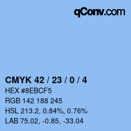カラーコード: CMYK 42 / 23 / 0 / 4 | qconv.com