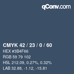 颜色代码: CMYK 42 / 23 / 0 / 60 | qconv.com