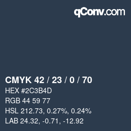 Color code: CMYK 42 / 23 / 0 / 70 | qconv.com
