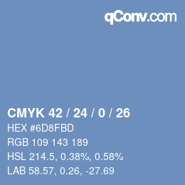 Color code: CMYK 42 / 24 / 0 / 26 | qconv.com