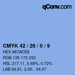 カラーコード: CMYK 42 / 26 / 0 / 9 | qconv.com