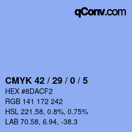 Color code: CMYK 42 / 29 / 0 / 5 | qconv.com