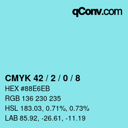 カラーコード: CMYK 42 / 2 / 0 / 8 | qconv.com