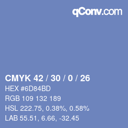 カラーコード: CMYK 42 / 30 / 0 / 26 | qconv.com