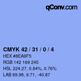 Color code: CMYK 42 / 31 / 0 / 4 | qconv.com