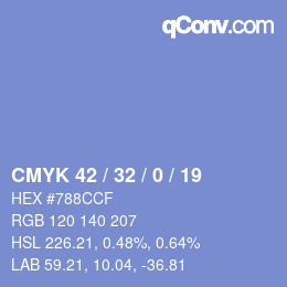 Color code: CMYK 42 / 32 / 0 / 19 | qconv.com