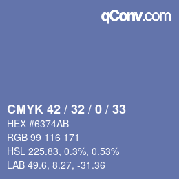 Color code: CMYK 42 / 32 / 0 / 33 | qconv.com