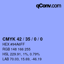 カラーコード: CMYK 42 / 35 / 0 / 0 | qconv.com
