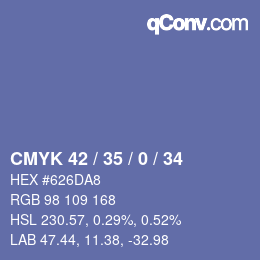 Color code: CMYK 42 / 35 / 0 / 34 | qconv.com