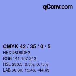 颜色代码: CMYK 42 / 35 / 0 / 5 | qconv.com