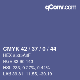 颜色代码: CMYK 42 / 37 / 0 / 44 | qconv.com