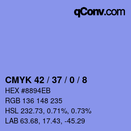 颜色代码: CMYK 42 / 37 / 0 / 8 | qconv.com