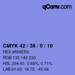 Código de color: CMYK 42 / 38 / 0 / 10 | qconv.com