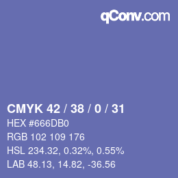 颜色代码: CMYK 42 / 38 / 0 / 31 | qconv.com
