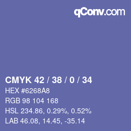 颜色代码: CMYK 42 / 38 / 0 / 34 | qconv.com