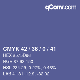 颜色代码: CMYK 42 / 38 / 0 / 41 | qconv.com