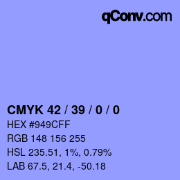 カラーコード: CMYK 42 / 39 / 0 / 0 | qconv.com