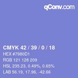 Color code: CMYK 42 / 39 / 0 / 18 | qconv.com