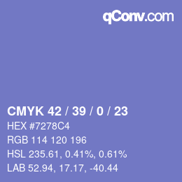 颜色代码: CMYK 42 / 39 / 0 / 23 | qconv.com