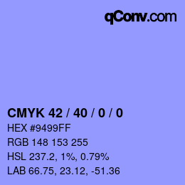 カラーコード: CMYK 42 / 40 / 0 / 0 | qconv.com