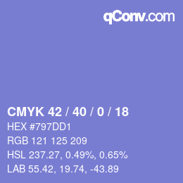 カラーコード: CMYK 42 / 40 / 0 / 18 | qconv.com
