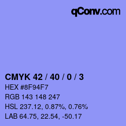 颜色代码: CMYK 42 / 40 / 0 / 3 | qconv.com