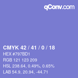 カラーコード: CMYK 42 / 41 / 0 / 18 | qconv.com