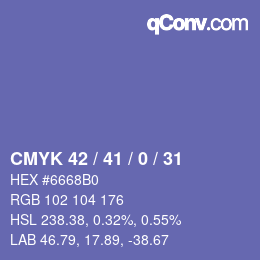 カラーコード: CMYK 42 / 41 / 0 / 31 | qconv.com