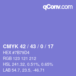 カラーコード: CMYK 42 / 43 / 0 / 17 | qconv.com