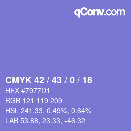 Farbcode: CMYK 42 / 43 / 0 / 18 | qconv.com