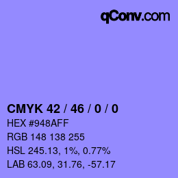 カラーコード: CMYK 42 / 46 / 0 / 0 | qconv.com