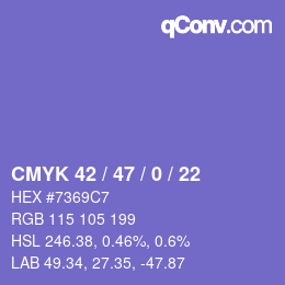 Código de color: CMYK 42 / 47 / 0 / 22 | qconv.com