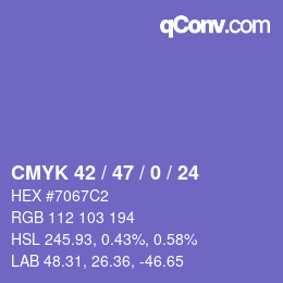 Color code: CMYK 42 / 47 / 0 / 24 | qconv.com