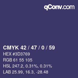 颜色代码: CMYK 42 / 47 / 0 / 59 | qconv.com