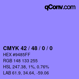 Color code: CMYK 42 / 48 / 0 / 0 | qconv.com