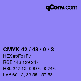 カラーコード: CMYK 42 / 48 / 0 / 3 | qconv.com